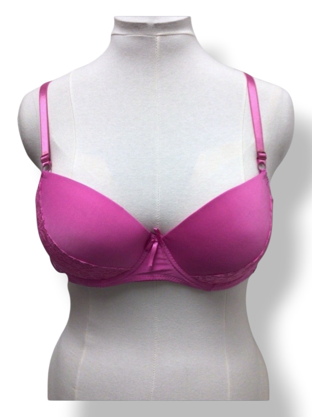 Mamia Women’s 1/2 Lace Front Cup Padded Push Up Bra, Pink, size 40C